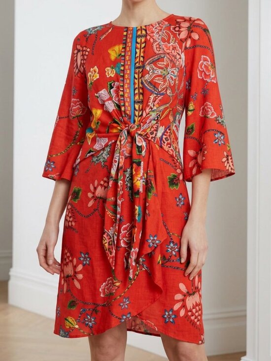 Desigual Dresses & Skirts - Desigual Red Print Glen Dress Size EU 38 or US 10